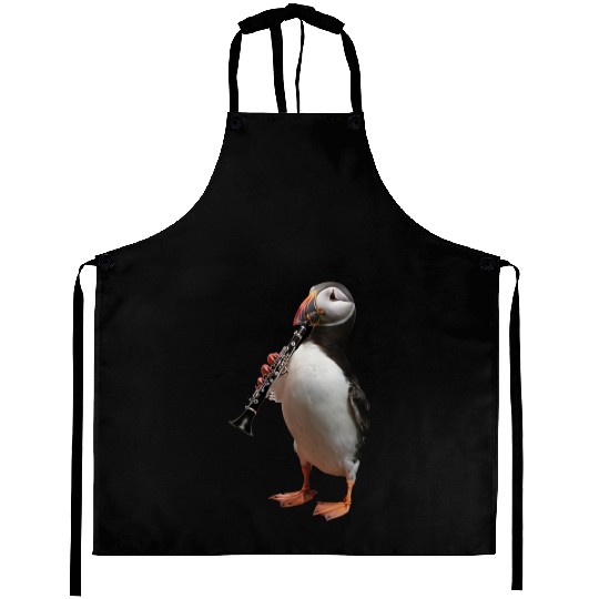Atlantic Puffin Playing Clarinet Realistic Aprons