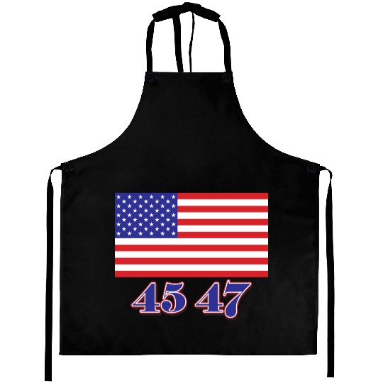 Patriotic American Flag with Bold Numbers Aprons