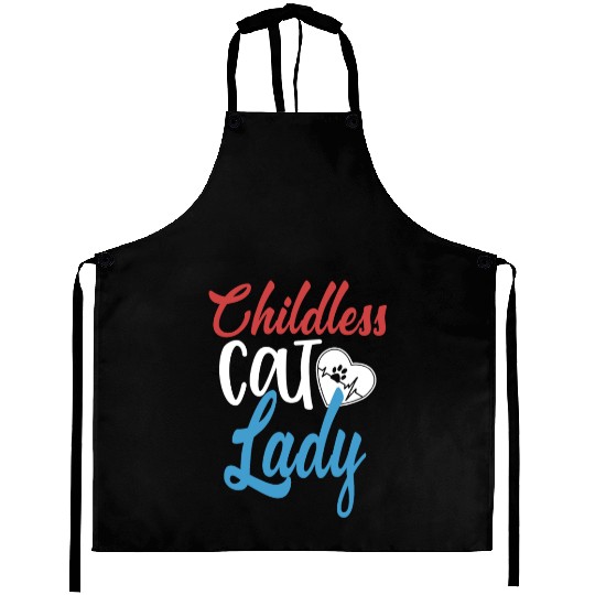 Vintage And Retro Funny Childless Cat Lady Aprons