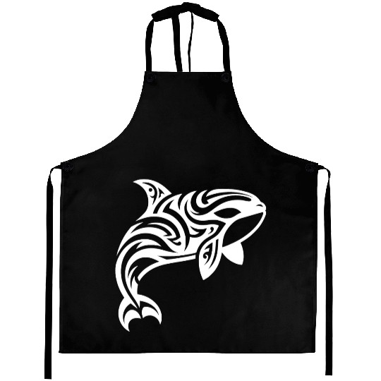Orca T Tattoo Style Jumps Out Of The Water Aprons