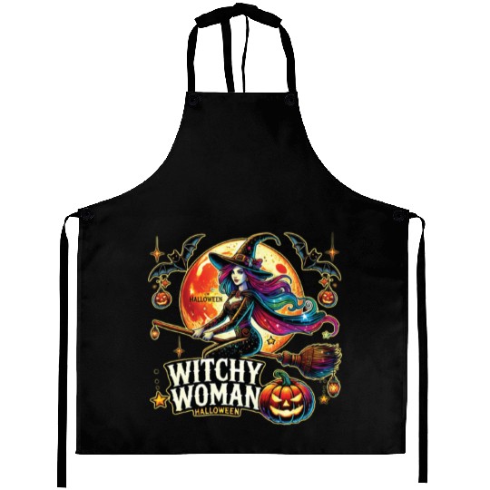 Couple Halloween Husband Witchy Woman Halloween Aprons