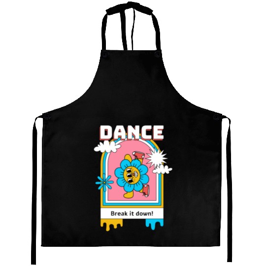 A cartoonStyle psychedelic flower Aprons