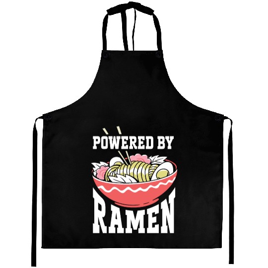 Powered By Ramen Anime Japanese Soup Cup Noodle Aprons