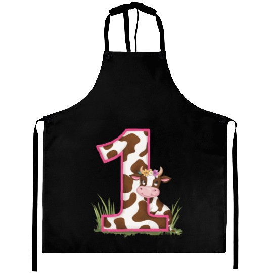 Boy 1st Birthday Cow Number 1 Aprons