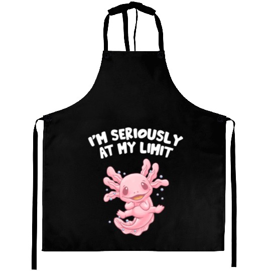 Im Seriously at My Limit Axolotl Memes Salamander Aprons