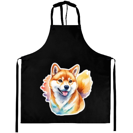 Shiba Inu Watercolor Aprons