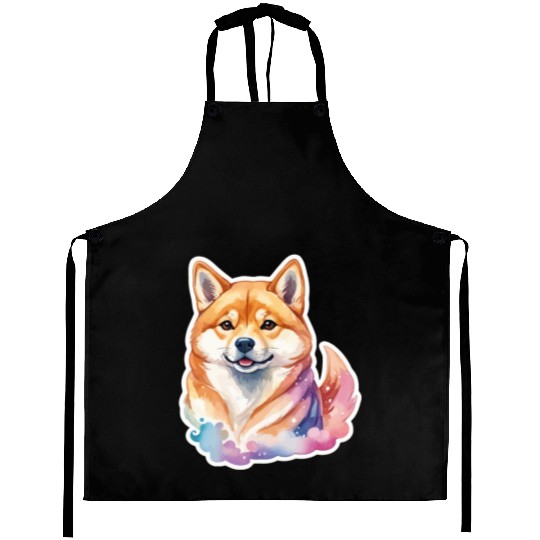 Shiba Inu Watercolor Aprons