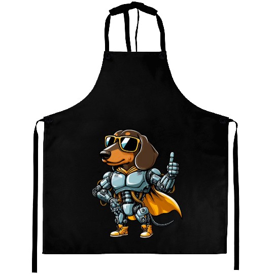Dachshund robot cyborg sci-fi dog mech design Aprons