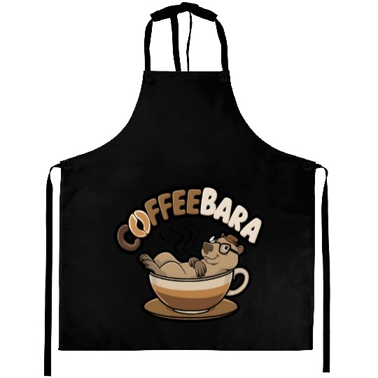 Coffeebara Capybara Coffedrinker Aprons
