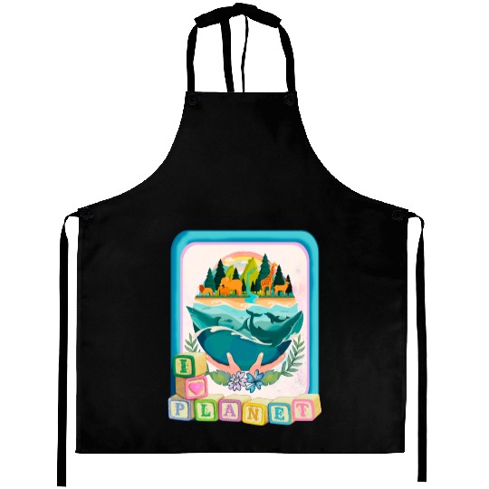I love my Planet , cute design Aprons
