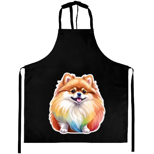 Pomeranian Watercolor Aprons