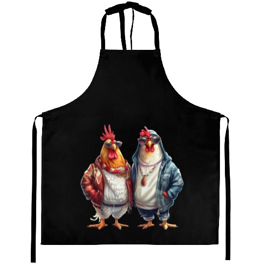 Streetwear-dressed chickens looking Aprons
