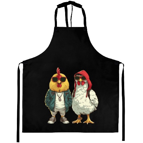 Cool chickens in modern streetwear Aprons