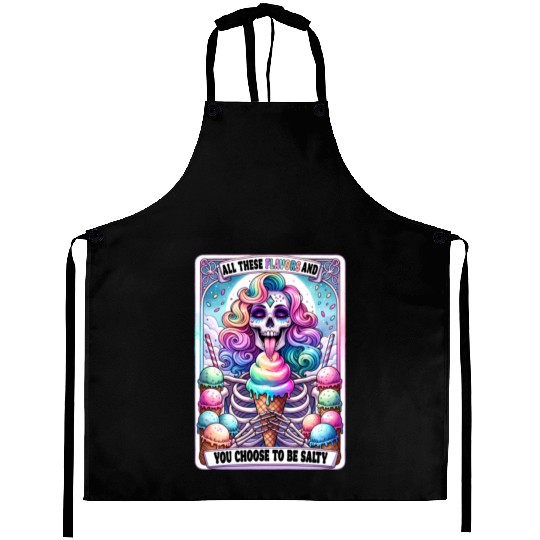 Funny Skeleton Salty Tarot Card, Funny Tarot Card Aprons