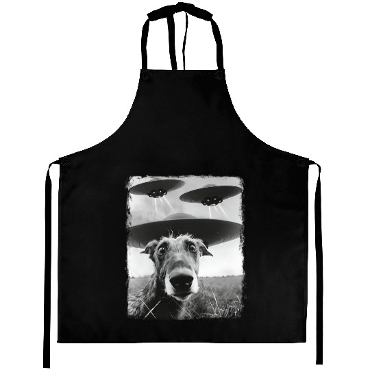 Irish Wolfhound Dog UFO Alien Extraterrestrial Sel Aprons