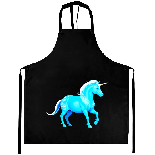 Blue Unicorn with Intricate Patterns Aprons