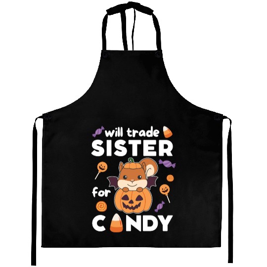 Squirrel Halloween Trade Sister For Candy Aprons
