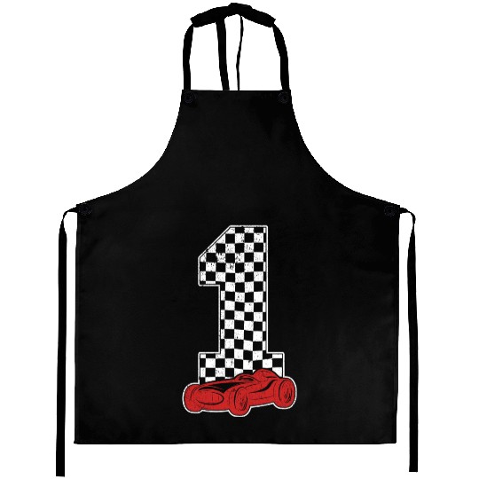 01 Year Old Pit Crew Boy Car Racing 1st Birthday Aprons