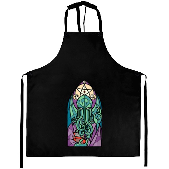 Cthulhu Church Stained Glass Cosmic Horror Funny Aprons