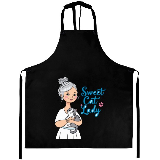sweet cat lady Aprons