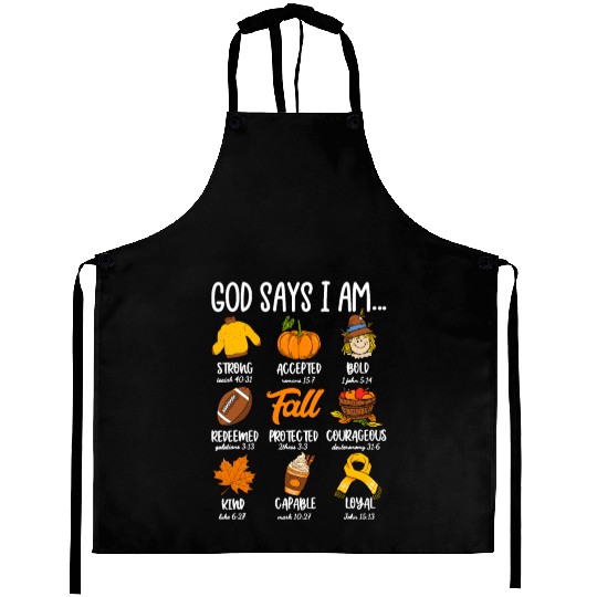 God Says I Am Fall Vibes Autumn Christian Aprons