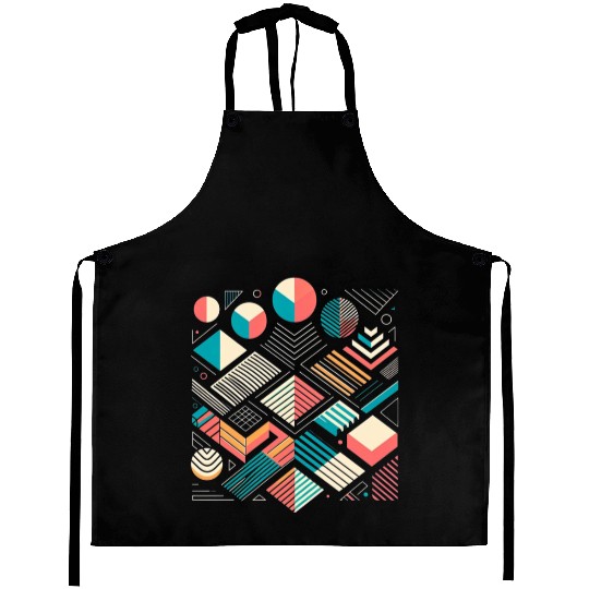 Retro Geometric Shapes 80s 90s Style 1 Aprons