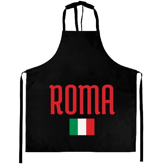 Vibrant Rome Italy Flag Typography Design Aprons
