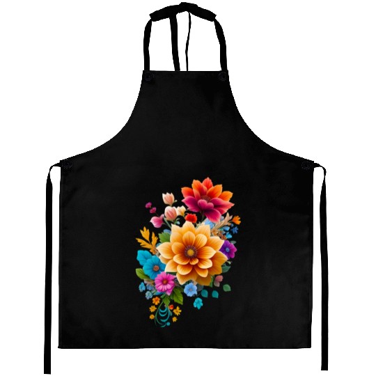 Vintage Floral Aesthetic: Watercolor Nature Blooms Aprons