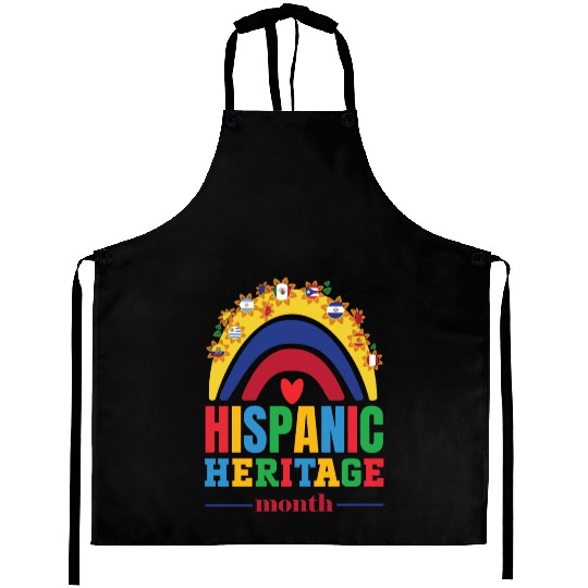 Hispanic heritage month flags colorful rainbow col Aprons
