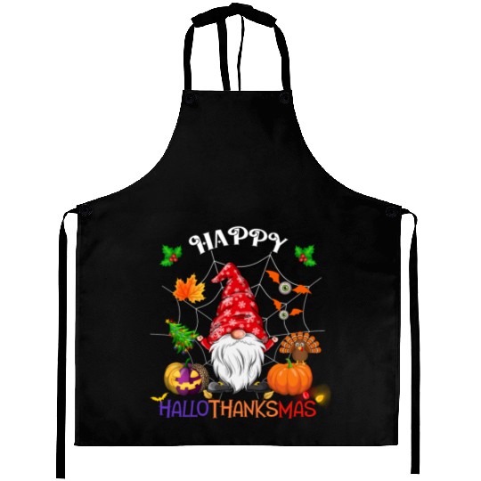 Happy HalloThanksMas Gnome Aprons
