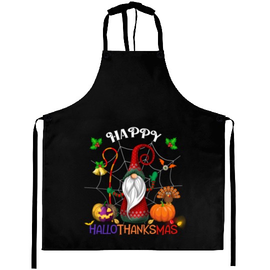 Happy HalloThanksMas Gnome Aprons