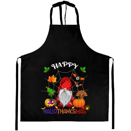 Happy HalloThanksMas Gnome Aprons