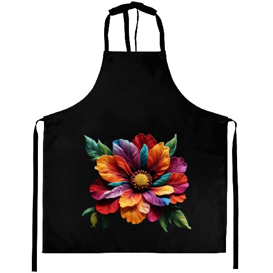 Spectrum Bloom - A Symphony of Floral Hues Aprons