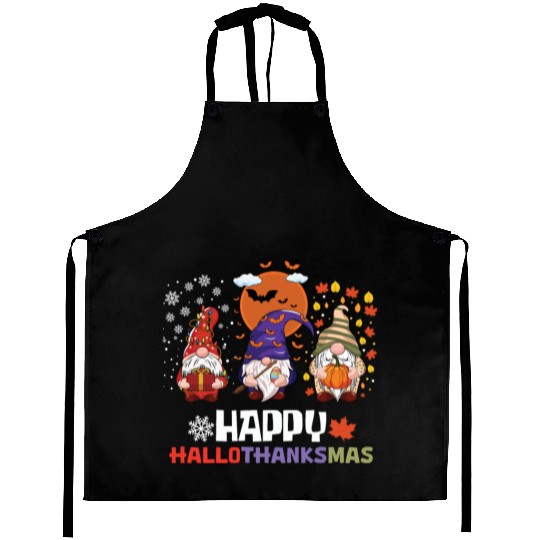 Happy Hallothanksmas Halloween Thanksgiving Aprons