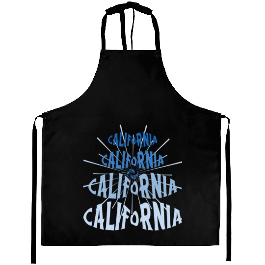 California West Coast Golden State Blue Graphic Aprons