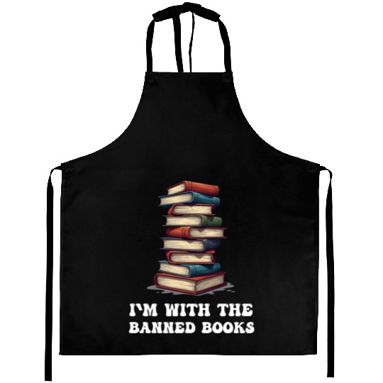 I Read Banned Books Funny Cat Reading Book Aprons