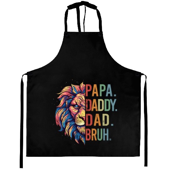 Papa Daddy Dad Bruh Retro Groovy Father's Day Aprons