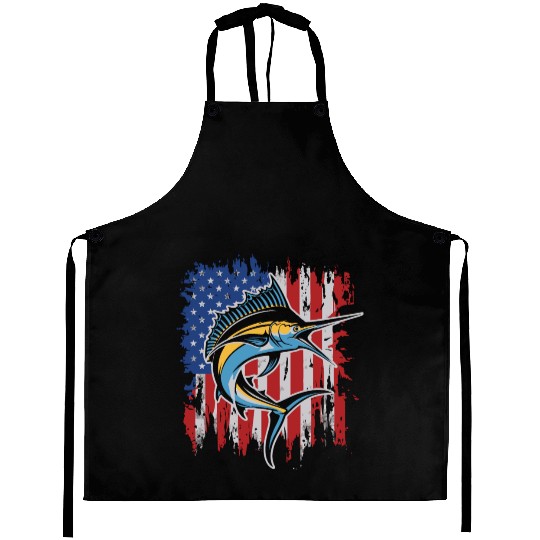 Patriotic Marlin Fishing Aprons