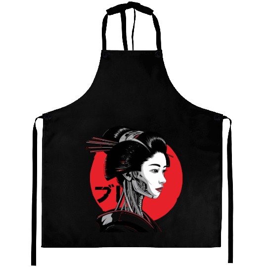 Cyberpunk Vaporwave Japanese Neon Street Art Aprons
