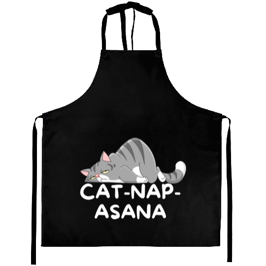 Funny Cat-Nap-Asana sleeping yoga Aprons