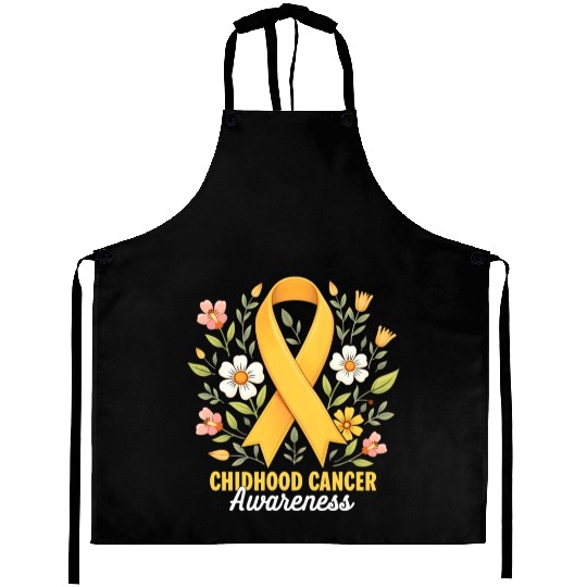 Childhood Cancer Awareness Hippie Flower Ribbon Aprons