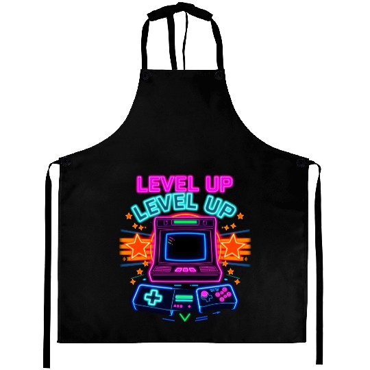 Neon Arcade Glory: Level Up Aprons