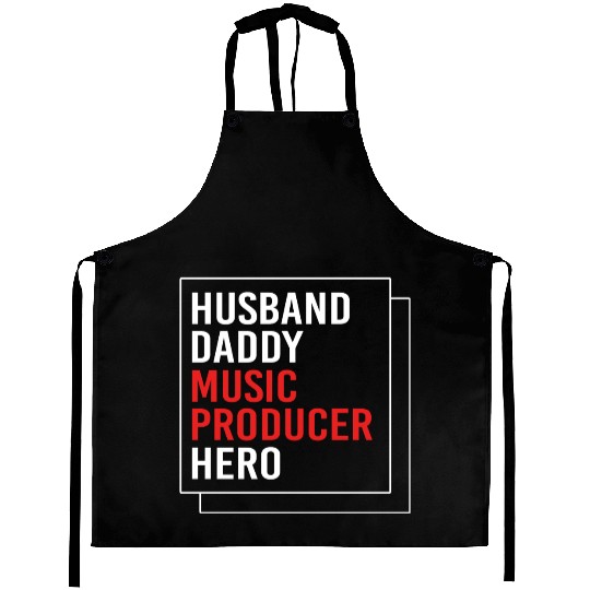 Fathers Day Husband Daddy Music Producer Aprons