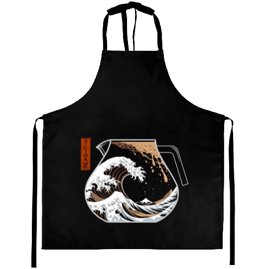 The Great Wave of Coffee Artistic Caffeine Lover Aprons