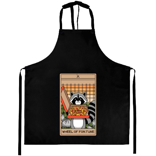 Wheel of Fortune Raccoons Tarot Card Aprons