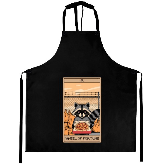 Wheel of Fortune Raccoons Tarot Card Aprons