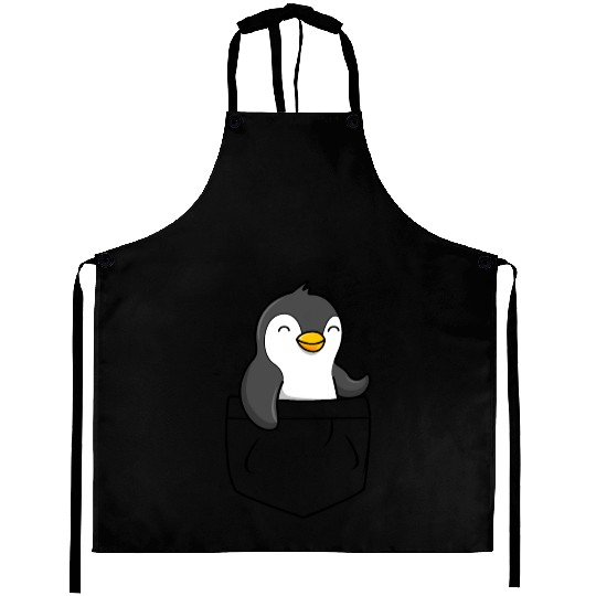 The Penguin in the pocket, funny penguin , penguin Aprons