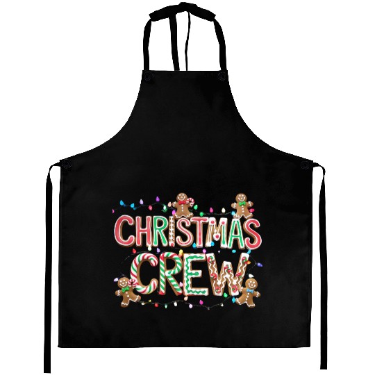 Gingerbread and Candy Christmas Crew with Lights Aprons