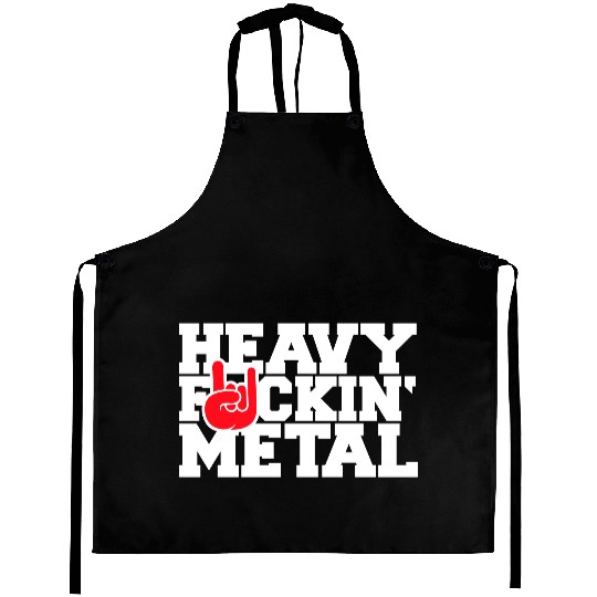 Heavy F#ckin' Metal Hard Rock Fun Music Text Quote Aprons