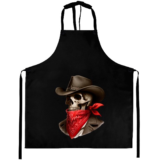 Cowboy Skeleton Skull Bandit Aprons